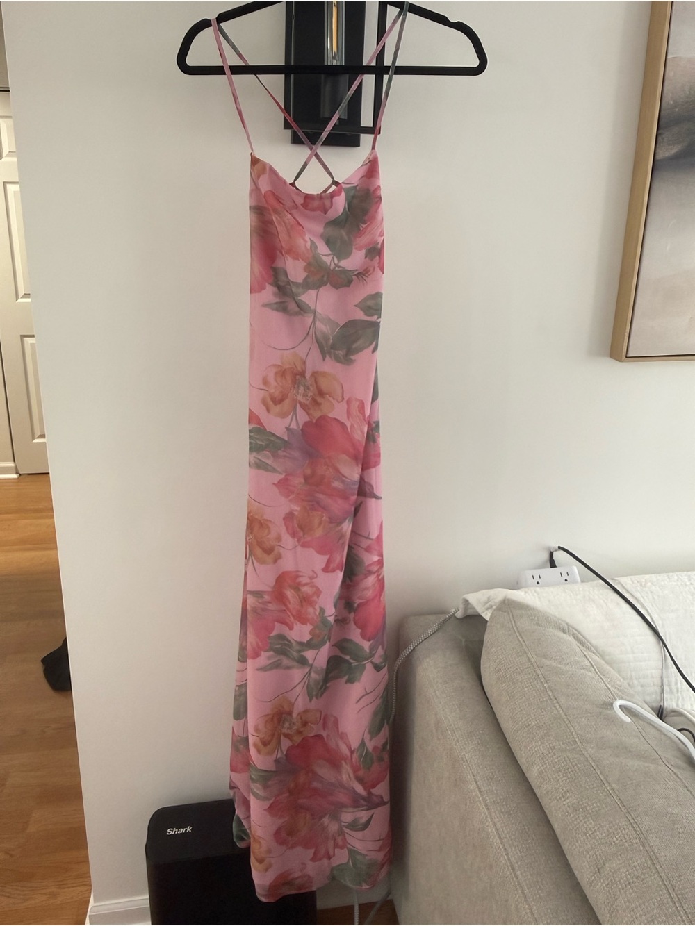 Peppermayo Pink Floral Slip Maxi Dress with Strappy Back